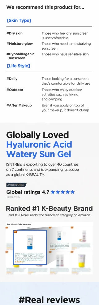 Isntree Hyaluronic Acid Watery Sun Gel Set