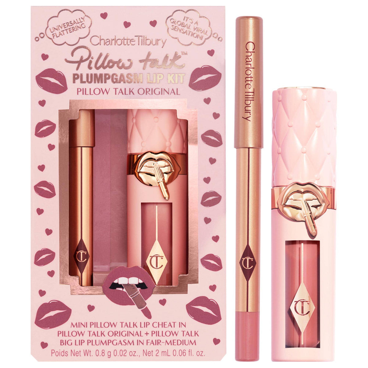 Charlotte Tilbury Mini Pillow Talk Plumpgasm Lip Liner and Lip Gloss Set