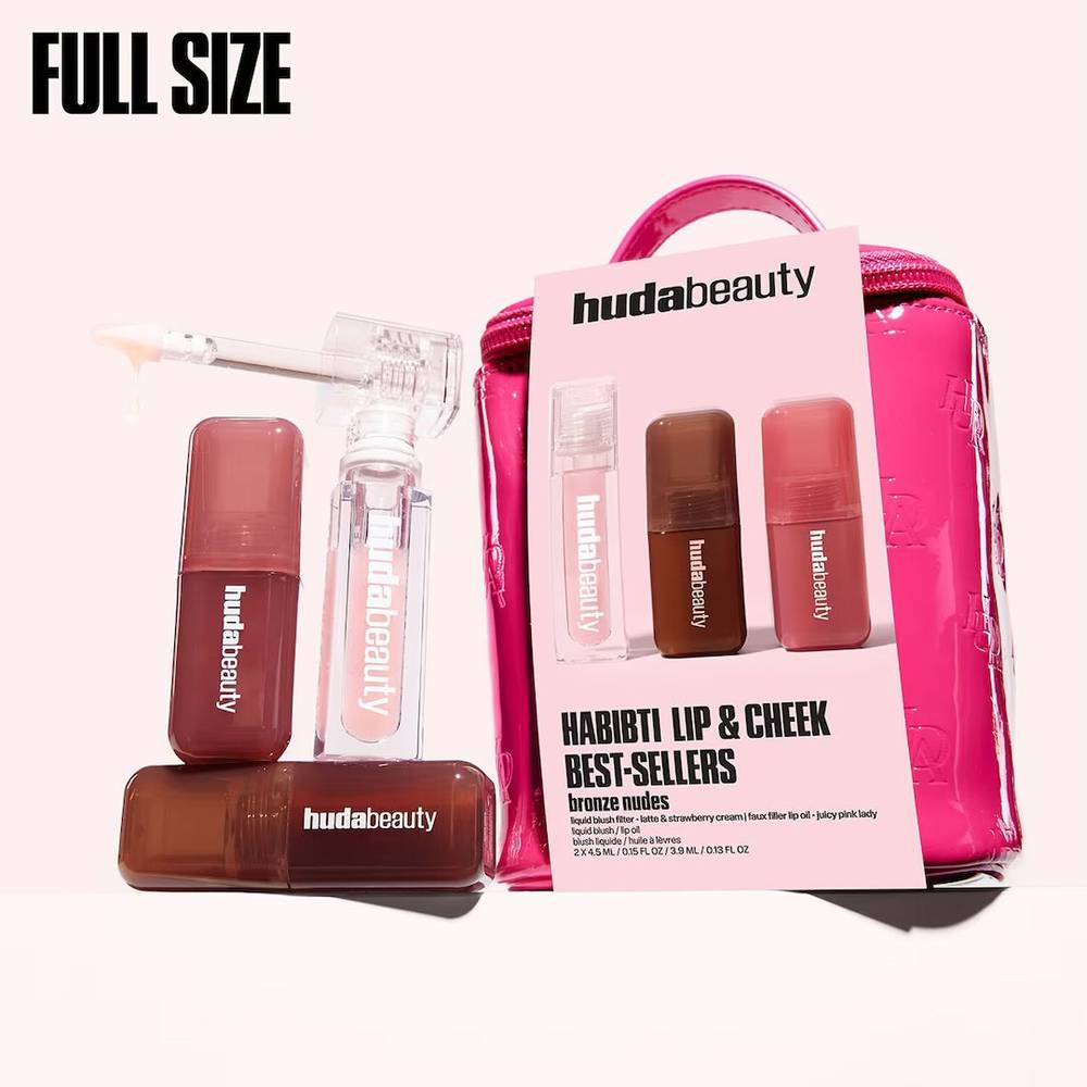 Huda Beauty Habibti Lip & Cheek Best-Sellers Bronze Nudes Set