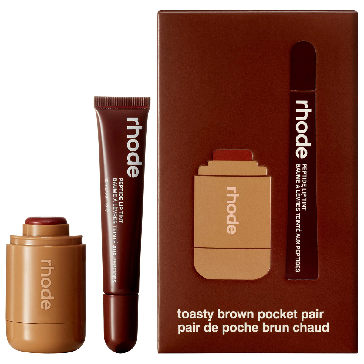 rhode 
Pocket Pair Limited Edition Lip + Cheek Set toasted teddy + espresso - a toasty