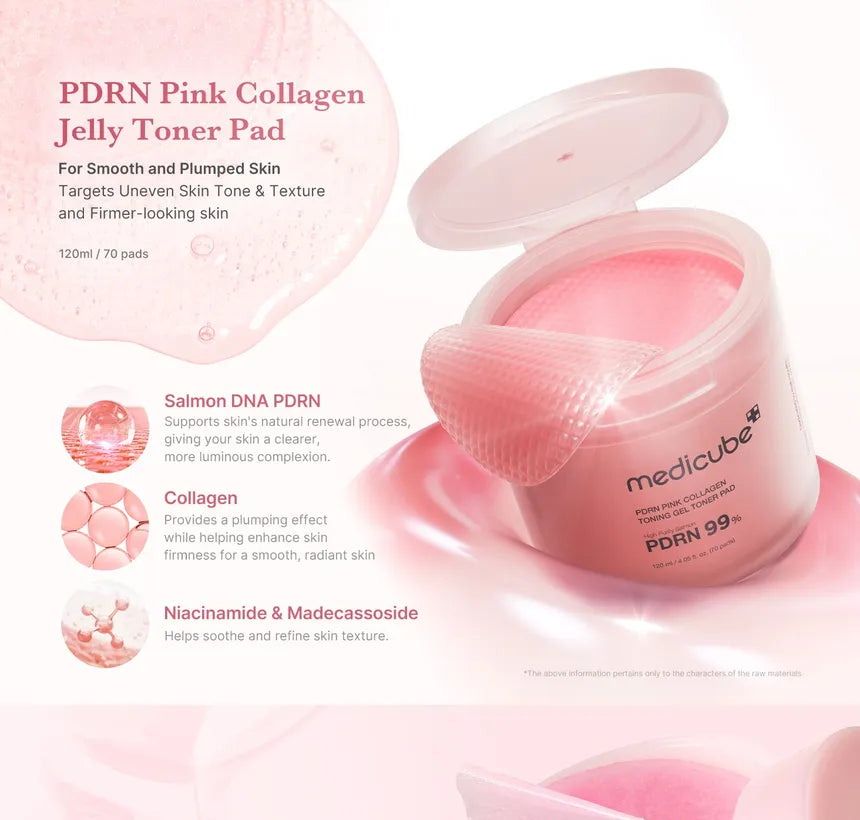 Medicube PDRN Pink Collagen Toning Gel Toner Pad