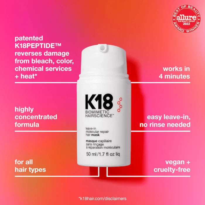 K18 Biomimetic Hairscience 
Leave-In Molecular Repair Hair Mask
