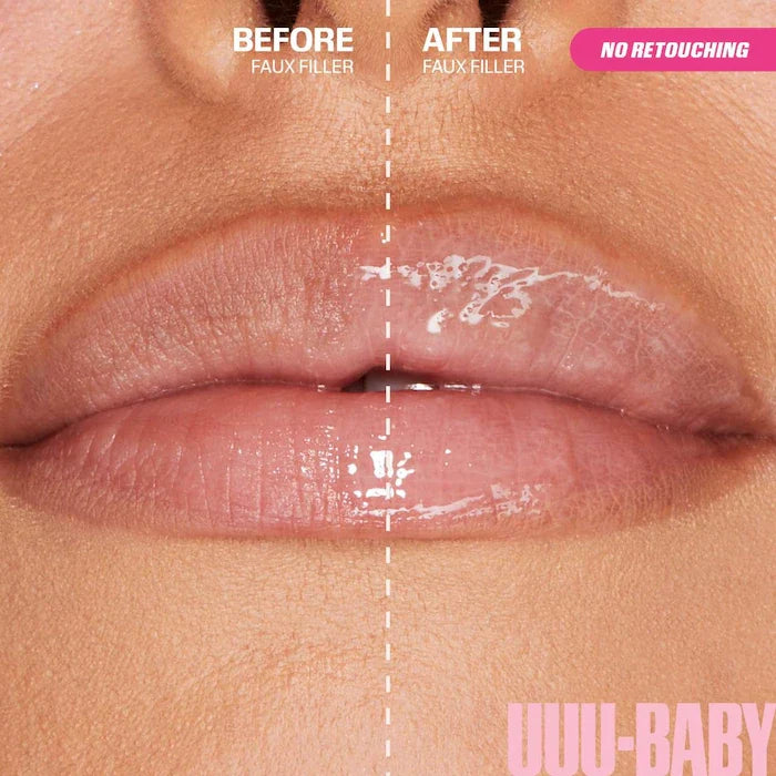 HUDA BEAUTY 
Faux Filler Shiny Non-Sticky Lip Gloss