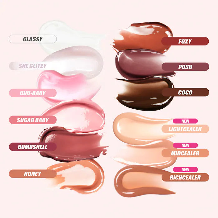 HUDA BEAUTY 
Faux Filler Shiny Non-Sticky Lip Gloss