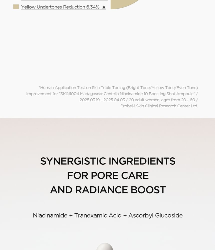 Skin1004 Madagascar Centella NIACINAMIDE 10 Boosting Shot Ampoule